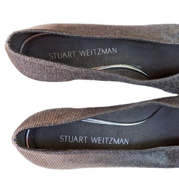 Stuart Weitzman Silver Glitter Accent Pumps Size 7 - Picture 10 of 12